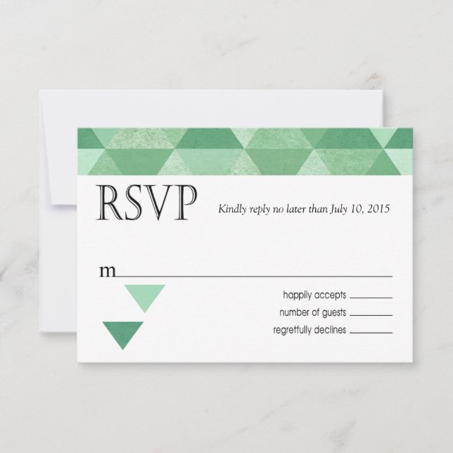 Geometric Triangles RSVP Response Card mint green (Front)