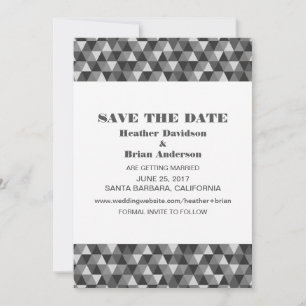 Geometric Triangles Save the Date Invite, Grey Invitation