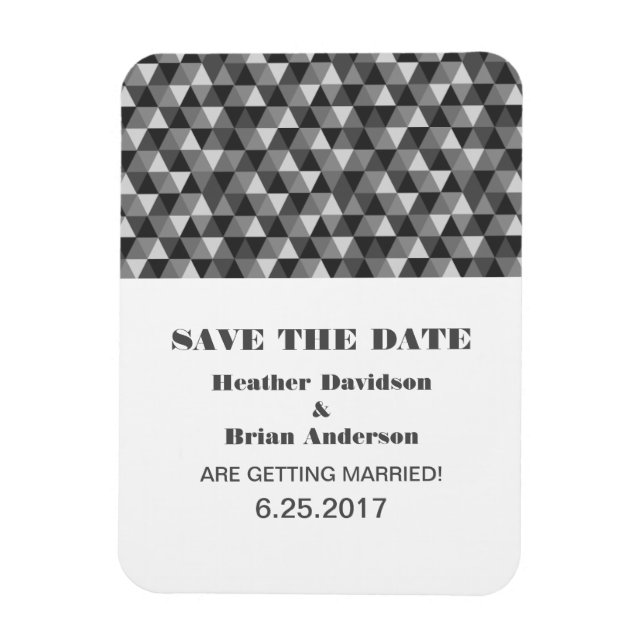 Geometric Triangles Save the Date Magnet, Grey Magnet (Vertical)