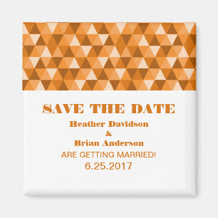 Geometric Triangles Save the Date Magnet, Orange Magnet