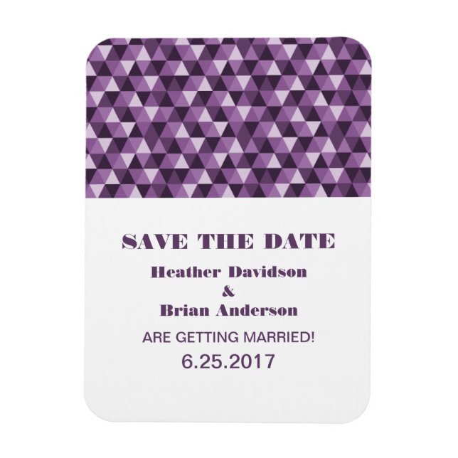 Geometric Triangles Save the Date Magnet, Purple Magnet (Vertical)
