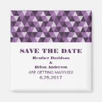 Geometric Triangles Save the Date Magnet, Purple