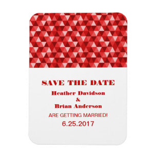 Geometric Triangles Save the Date Magnet, Red Magnet