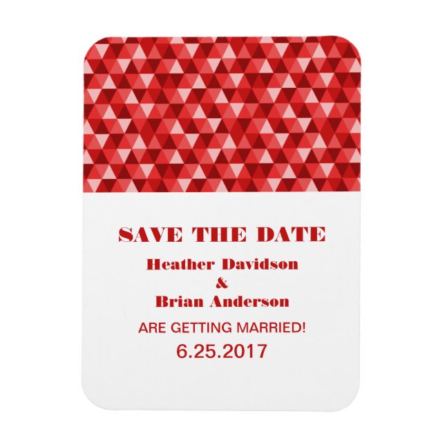 Geometric Triangles Save the Date Magnet, Red Magnet (Vertical)