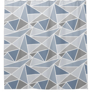 Geometric Triangles, Slate Blue and Grey Shower Curtain