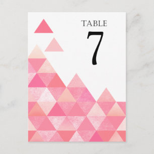 Geometric Triangles Table Numbers   pink mauve Postcard