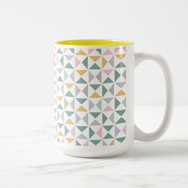 Geometric Triangles Two-Tone Coffee Mug (Right)