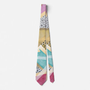 Geometric triangles watercolor hand paint pattern tie