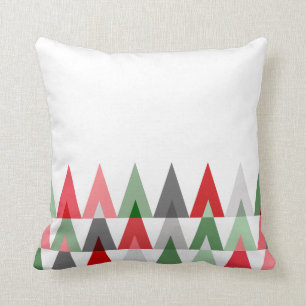 Geometric Triangles white red green Cushion