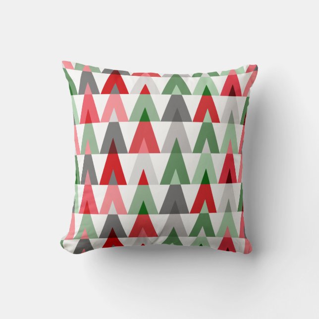 Geometric Triangles | white red green Cushion (Front)