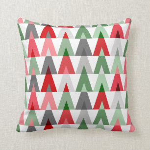 Geometric Triangles white red green Cushion