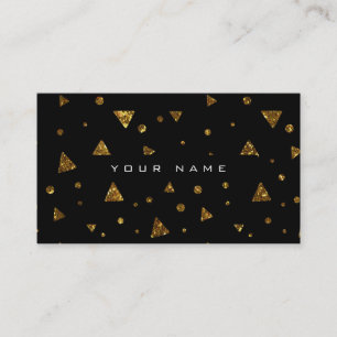 Geometric Triangular Glitter Golden Black Vip Business Card
