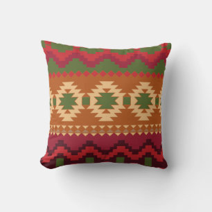 Geometric Tribal Aztec Colorful Pattern Cushion
