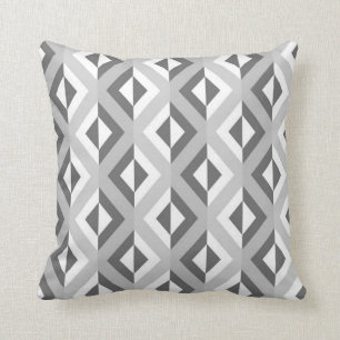 Geometric Tribal Diamond Pattern Grey Cushion