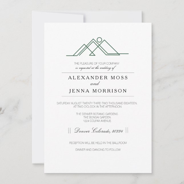 Geometric Tribal Mountain | Green Blue Invitation (Front)