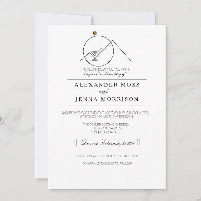 Geometric Tribal Mountain | Modern Customisable Invitation (Front)