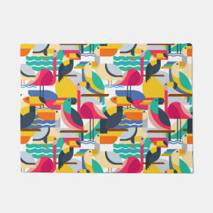 Geometric Tropical Birds Doormat