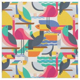 Geometric Tropical Birds Fabric