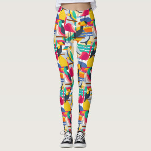 Geometric Tropical Birds Leggings