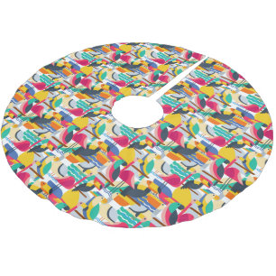 Geometric Tropical Birds   Monogram Brushed Polyester Tree Skirt