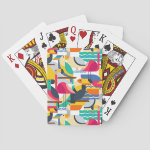 Geometric Tropical Birds Playing Cards
