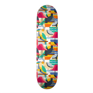 Geometric Tropical Birds Skateboard