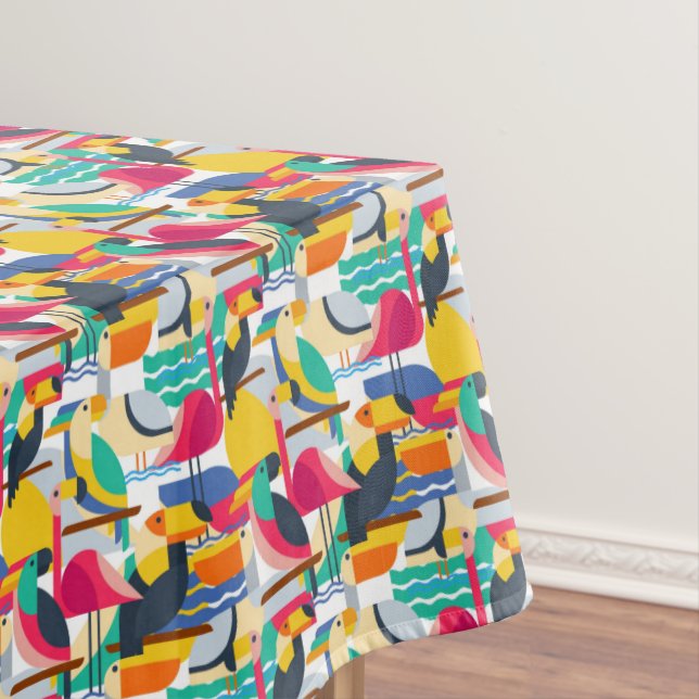 Geometric Tropical Birds Tablecloth (In Situ)
