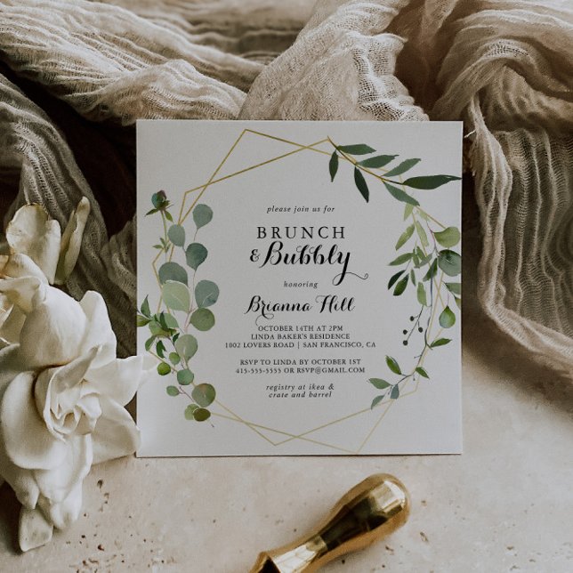 Geometric Tropical Brunch and Bubbly Bridal Shower Invitation (Creator Uploaded)