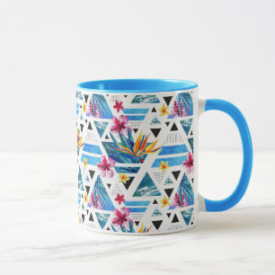 Geometric Tropical Flowers Pattern Mug