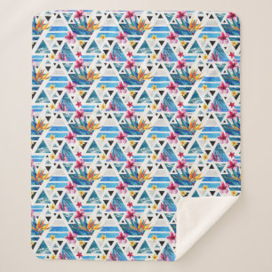 Geometric Tropical Flowers Pattern Sherpa Blanket
