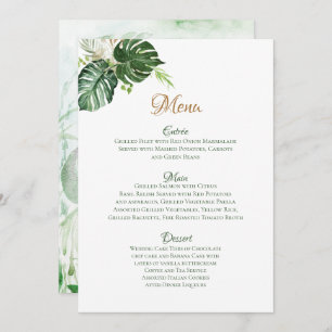Geometric Tropical Green Palm Leaves Art Wedding M Menu
