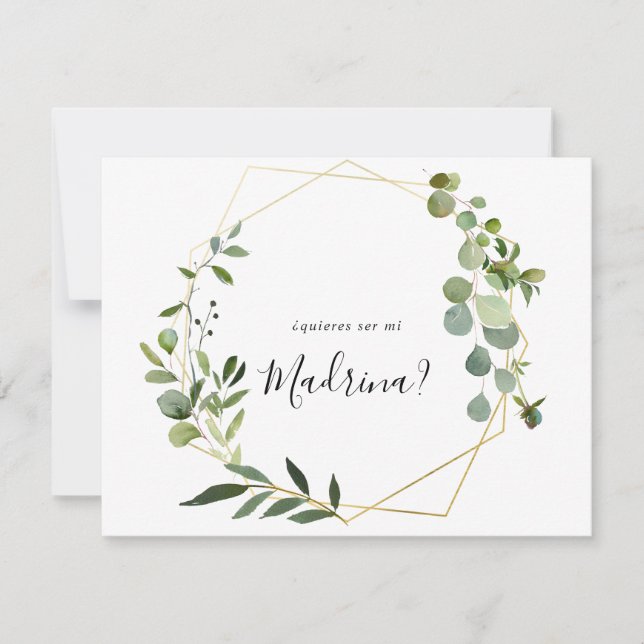 Geometric Tropical Spanish Bridesmaid Proposal Card (Front)