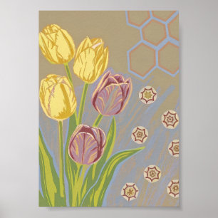 Geometric Tulip Garden Art Print