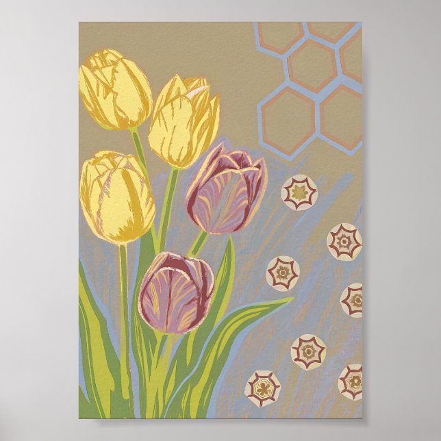 Geometric Tulip Garden Art Print (Front)