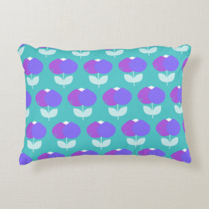 Geometric Tulips Purple and Aqua Decorative Cushion