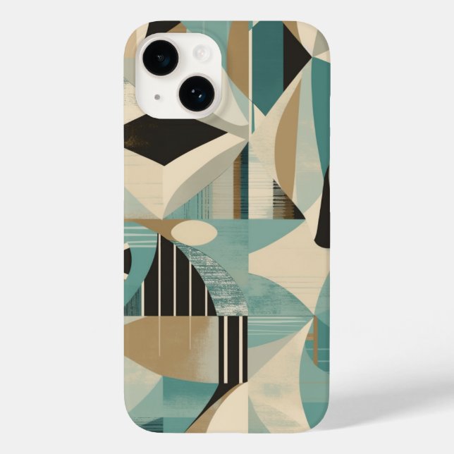 Geometric Turquoise Mid-Century Modern Pattern Case-Mate iPhone Case (Back)
