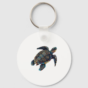 Geometric Turtle Colourful Abstract Rainbow Key Ring