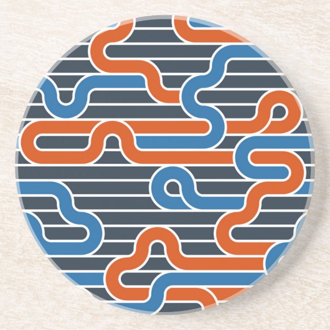 Geometric Twisted Lines Vintage Coaster (Front)