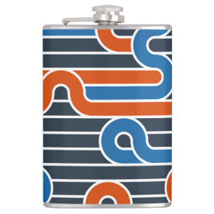 Geometric Twisted Lines Vintage Hip Flask