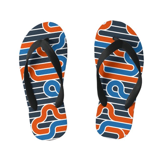 Geometric Twisted Lines Vintage Kid's Flip Flops (Footbed)