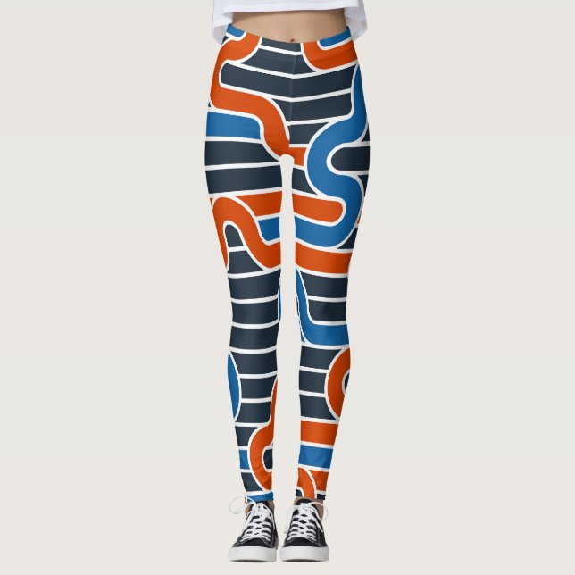 Geometric Twisted Lines Vintage Leggings (Front)
