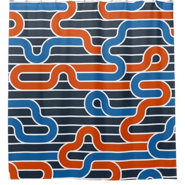 Geometric Twisted Lines Vintage Shower Curtain (Front)