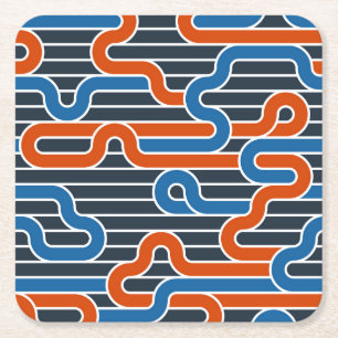 Geometric Twisted Lines Vintage Square Paper Coaster