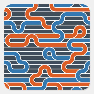 Geometric Twisted Lines Vintage Square Sticker