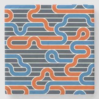 Geometric Twisted Lines Vintage Stone Coaster