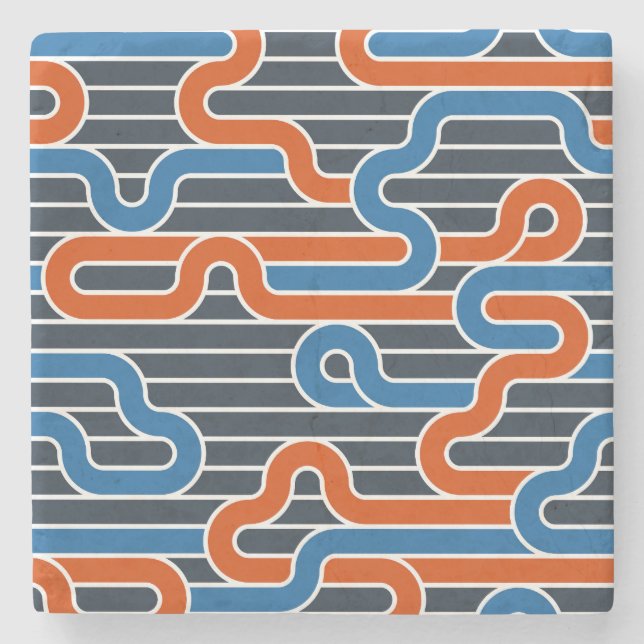 Geometric Twisted Lines Vintage Stone Coaster (Front)