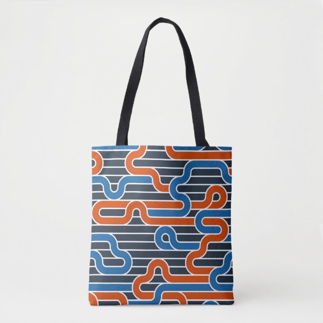 Geometric Twisted Lines Vintage Tote Bag (Front)
