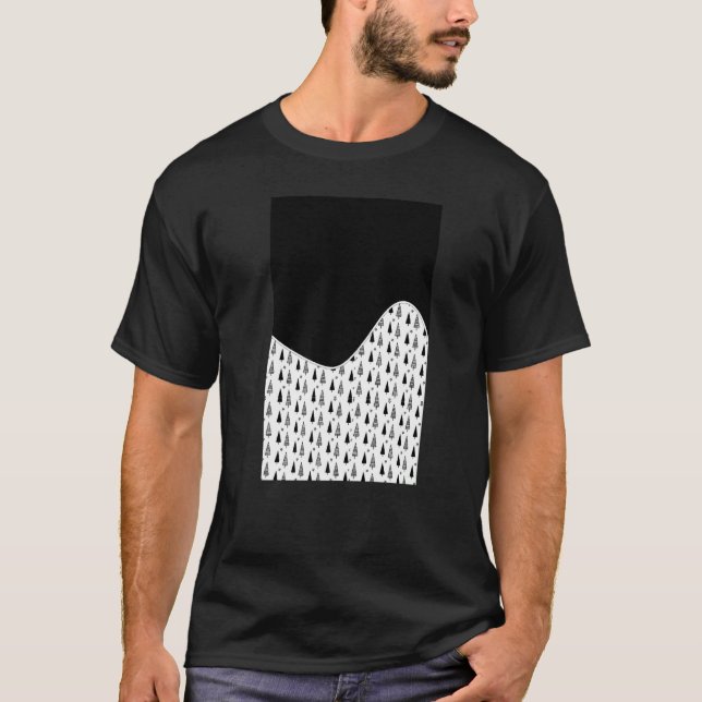 GEOMETRIC TWO TONE PATTERN Black with Christmas Tr T-Shirt (Front)