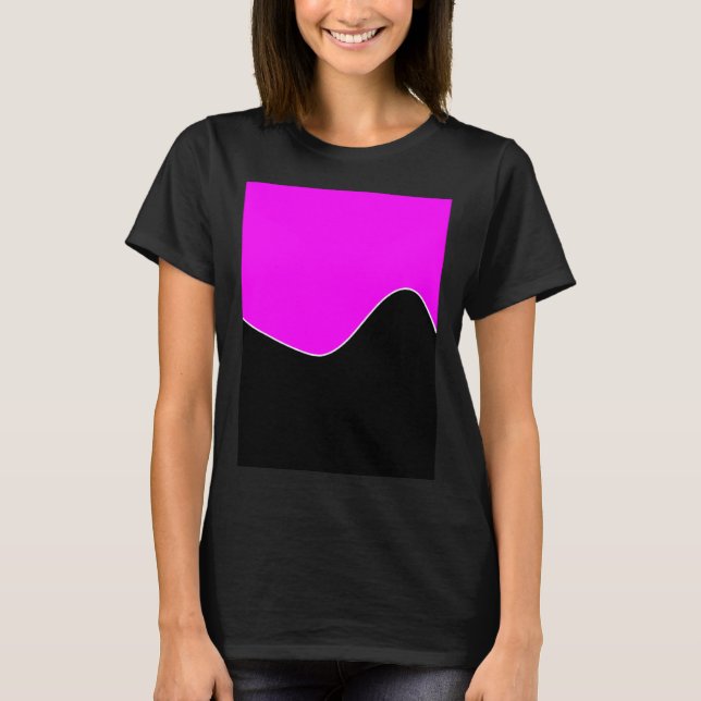 GEOMETRIC TWO TONE PATTERN FUCHSIA AND BLACK T-Shirt (Front)