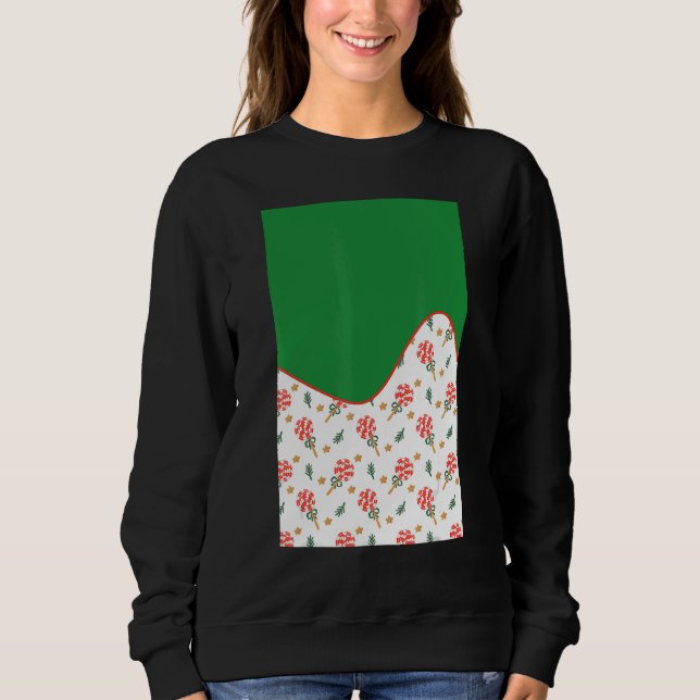 GEOMETRIC TWO TONE PATTERN Green and Red Candy Can Sweatshirt (Front)